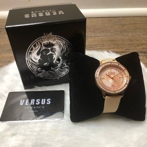 Versace Rose Goldtone, Stainless Steel Crystal & Leather Strap Watch